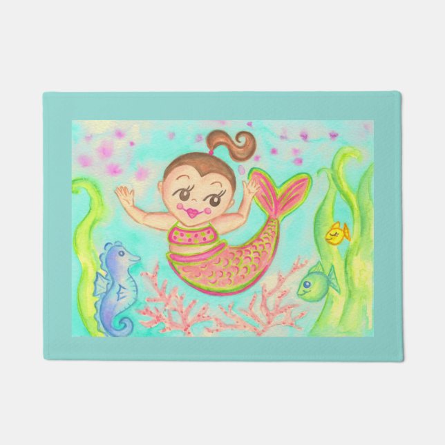 Tapete Retro Mermaid Doormat Rug (Frente)