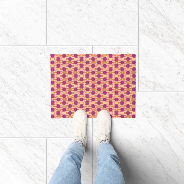 Tapete Retro Pink and Orange Modern Geometric Pattern (Interior)