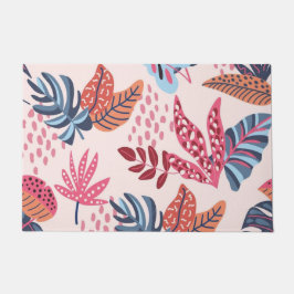 Tapete Retro Pink & Blue Tropical Leaf Pattern Outdoor