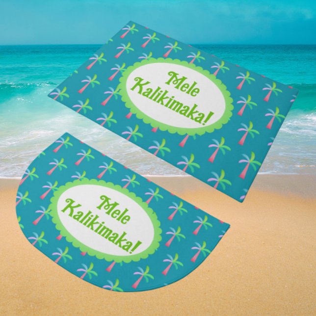Tapete Retro Tropical Personalized Tropical Palms Holiday (Fun tropical doormats. For Christmas or anytime…personalize it!)