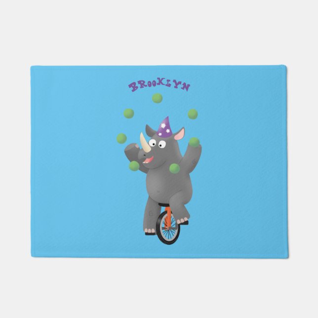 Tapete Rinoceronte giro e engraçado fazendo malabarismo e (Frente)