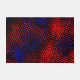 Tapete Riscos vermelhos cruzados e fundo azul?