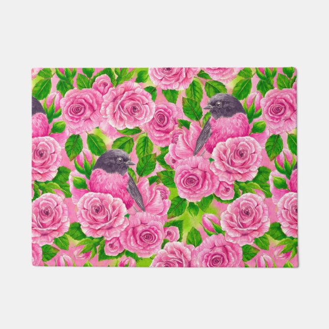 Tapete Robin rosa e rosas (Frente)