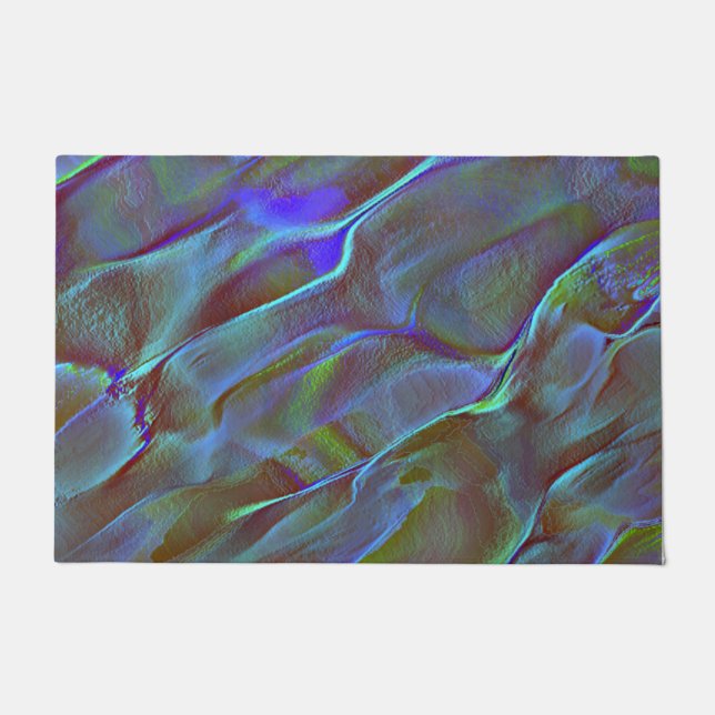 Tapete Rocha digital em tom de cetim azul queimado (Frente)