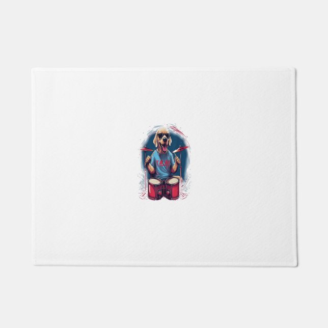 Tapete Rocker Drumming Labrador Retriever Dog Drummer (Frente)