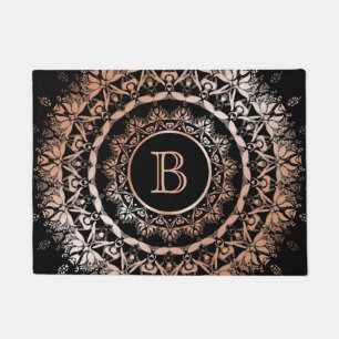 Tapete Rosa Dourado Black Floral Mandala