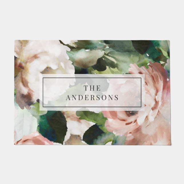 Tapete Rosa peony floral e foliage eucalyptus na moda (Frente)