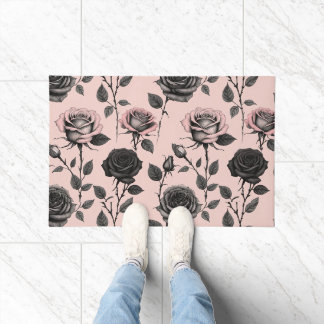Tapete Rosas Desenhadas à Mão em Preto Sobre um Fundo Ros
