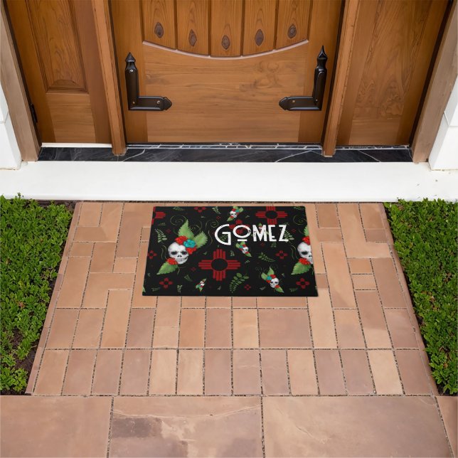 Tapete Rosas do crânio Zia Sun Greenery Black Novo México (Ar livre)