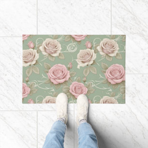 Tapete Rosas Inspiradas no Art Nouveau em Tons de Rosa Em