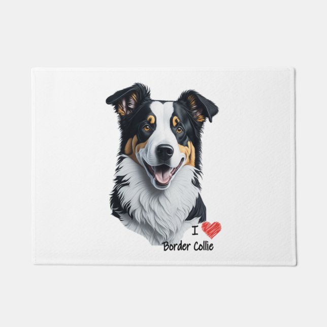 Tapete Rosto de Borda Collie (com texto I Love) (Frente)