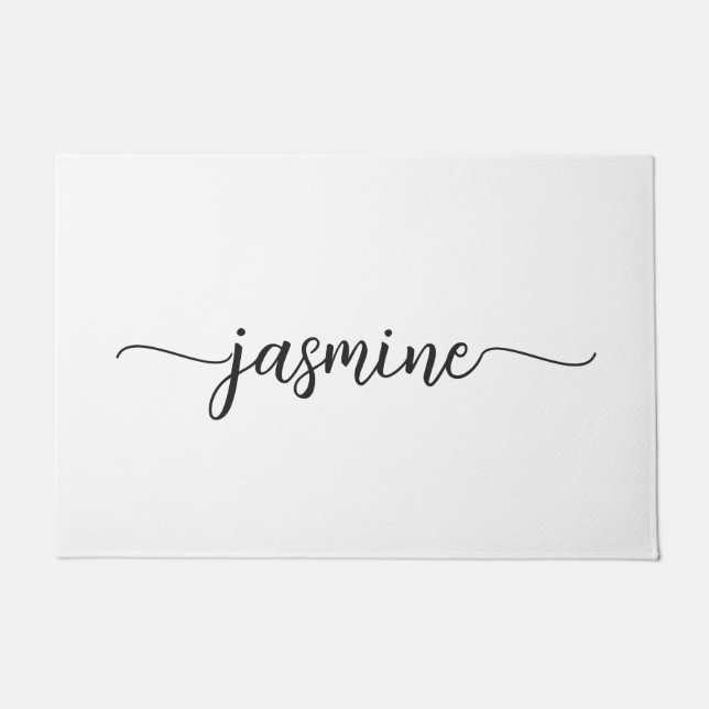 Tapete Roteiro de Nome de Monograma Branco Mínimo Feminin (Frente)