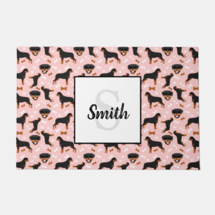 Tapete Rotitweilers Rotties Cachorro l Sobrenome Monogram