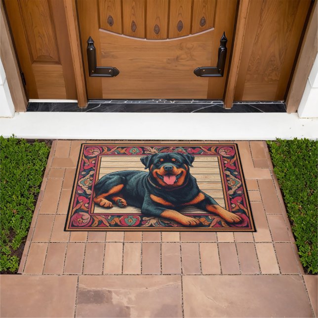 Tapete Rottweiler Cão 3D Borda Na moda Colorida (Ar livre)