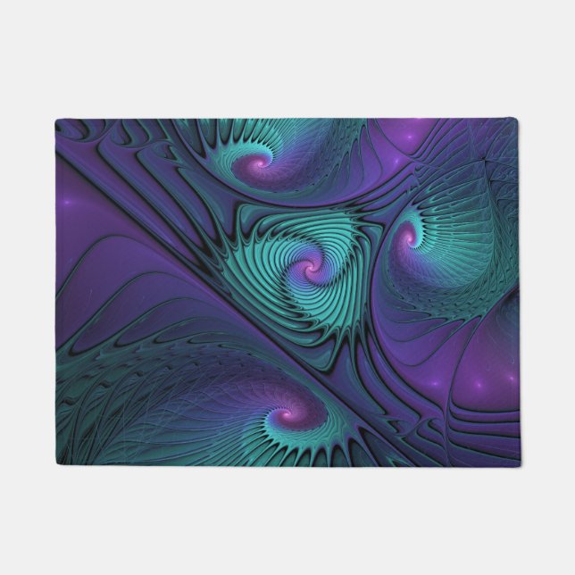 Tapete Roxo Conhece Arte Fractal Abstrato moderna Turques (Frente)