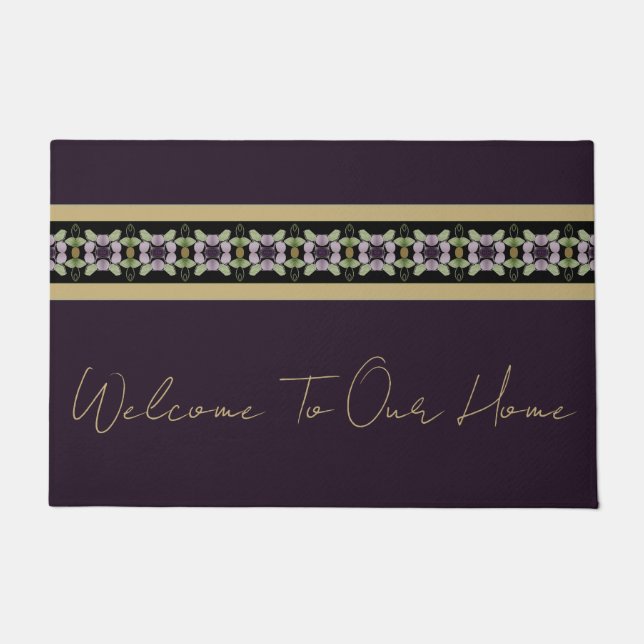 Tapete Roxo De Ameixa Dourada E Preta (Frente)