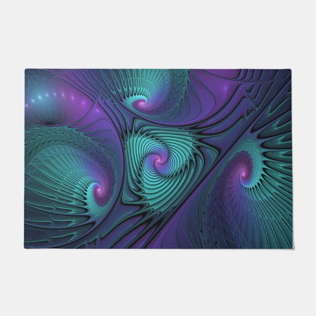 Tapete Roxo encontra Arte Fractal abstrato Turquesa moder (Frente)