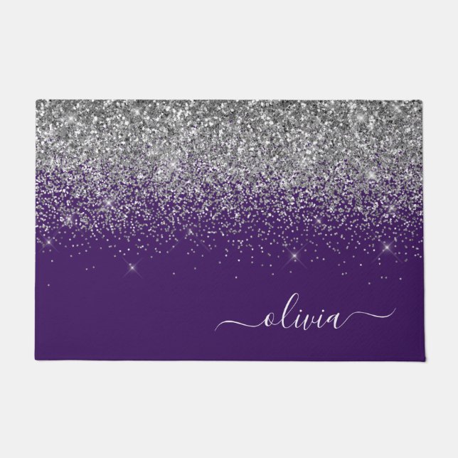 Tapete Roxo Silver Glitter Girly Monographic Nome (Frente)