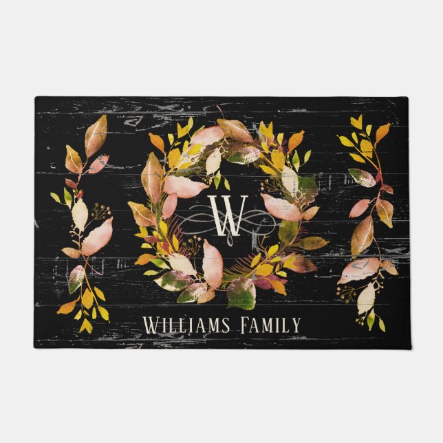Tapete Ruscolor Watercolor Autumn Wreath Family Black (Frente)