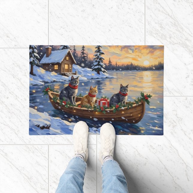Tapete Russian Blue Cat Christmas Boat Holiday (Interior)