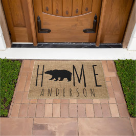 Tapete Russo Country Faux Burlap Black Bear Family Name