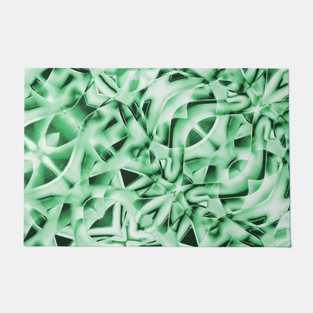 Tapete Russo ou não, branco verde estranho entrelaçado (Frente)