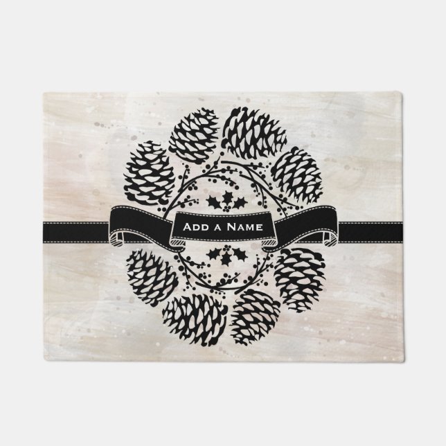 Tapete Russo Personalizado Holly Pine Cones Laurel (Frente)