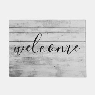 Tapete Rustic Black & White Wood Grain Welcome