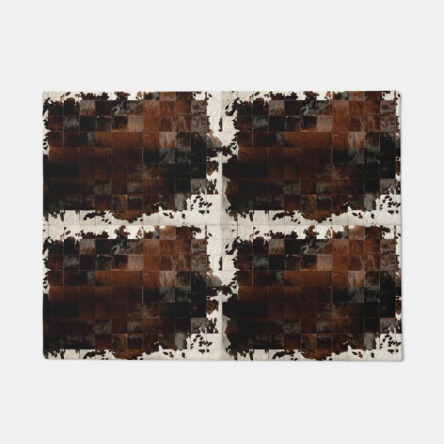 Tapete Rustic Brown Patchwork Cowhide (Frente)