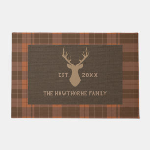 Tapete Rustic Brown Tartan - Nome Personalizado da Famíl