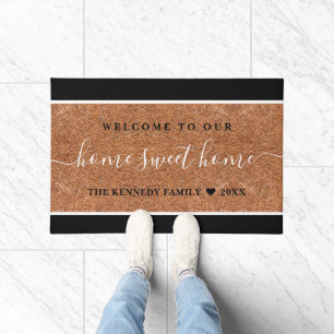Tapete Rustic Coir Family Name Home Sweet Home