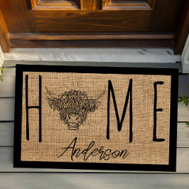 Tapete Rustic Country Cool Cow Faux Burlap Family Name