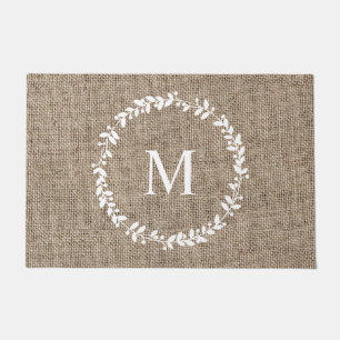 Tapete Rustic Laurel Wreath Farmhouse Style Monogramas