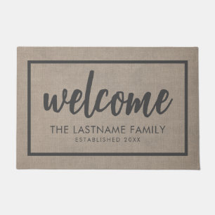 Tapete Rustic Modern Burlap - Benessings Script Welcome D