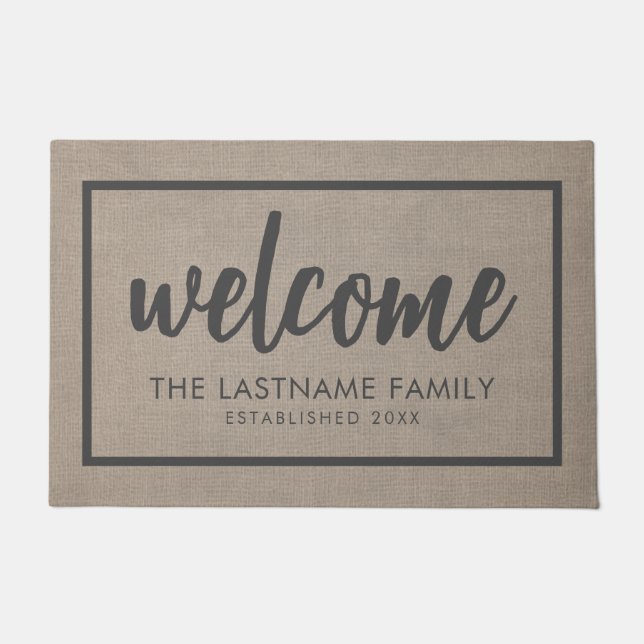 Tapete Rustic Modern Burlap - Benessings Script Welcome D (Frente)