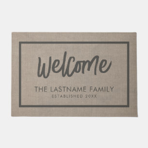 Tapete Rustic Modern Burlap - Script Welcome