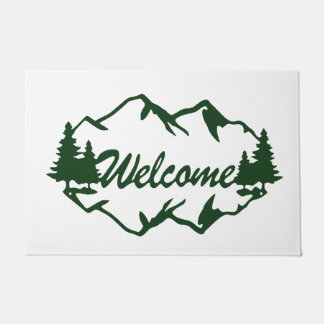 Tapete Rustic Mountain & Pine Tree Forest Welcome Doormat