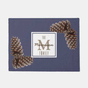 Tapete Rustic Pine Cones Personalizado Nome da Família