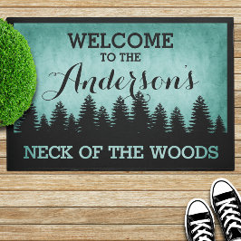 Tapete Rustic Pines Personalized (aqua) Welcome