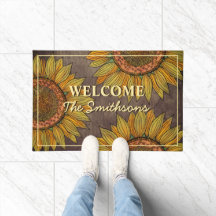 Rustic Sunflower Boho Taupe Personaliza Bem-Vindo
