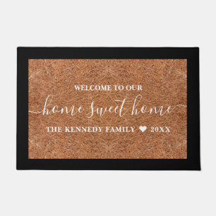 Tapete Rustic Welcome Family Name Home Sweet Home Coir