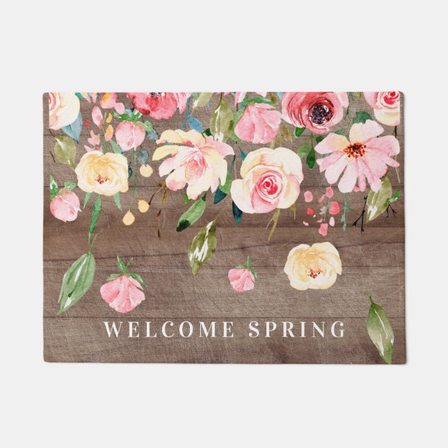 Tapete Rustic Welcome Primavera Pink Peonies Floral (Frente)