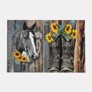 Tapete Rustic Western Horse Cowboy Botas Sunflower