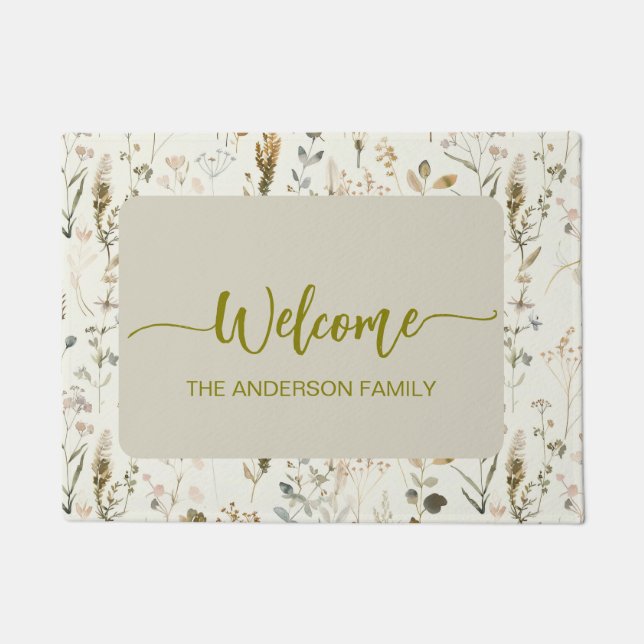 Tapete Rustic Wildflower Welcome Personalizado (Frente)