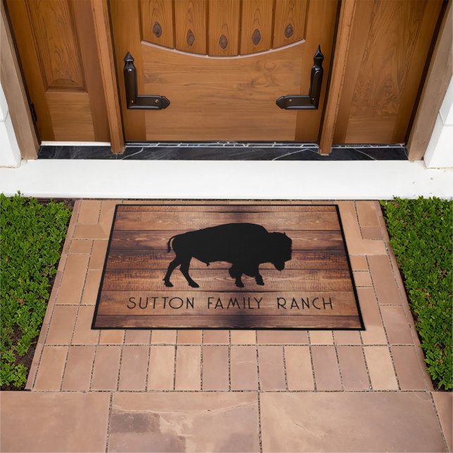 Tapete Rustic Wood Family Name Bison Silhouette (Ar livre)