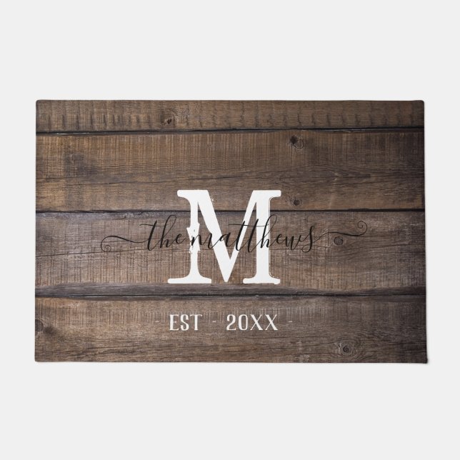 Tapete Rustic Wooden Pattern Monograma Nome de Script Per (Frente)