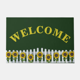 Tapete Rústico Girassóis Bem-Vindo Porta Mat