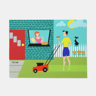 Tapete Sábado de manhã esteira de porta retro