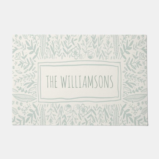 Tapete Sage Green Garden Floral Art Border Name  (Frente)