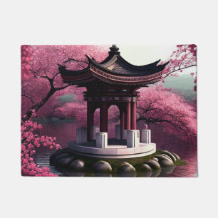 Tapete Sakura Cherry Blossom Garden Shrine Pond Japonês